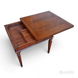 Tavolo apribile a libro con piano intarsiato