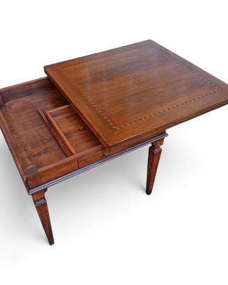 Tavolo apribile a libro con piano intarsiato