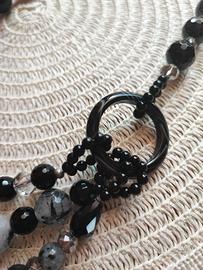 collana in onice nero e agata grigia