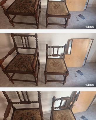 Coppia sedie bobbin con tessuto Gobelin