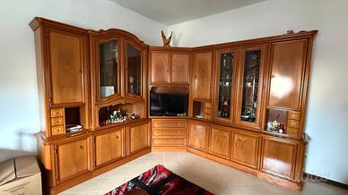 Mobile soggiorno angolare in legno massello con ve