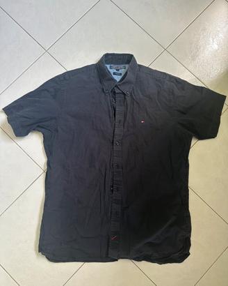 Camcia tommy hilfiger nera manica corta taglia L