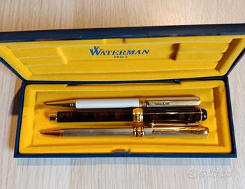 lotto 3 penne a sfera + custodia vintage collezion