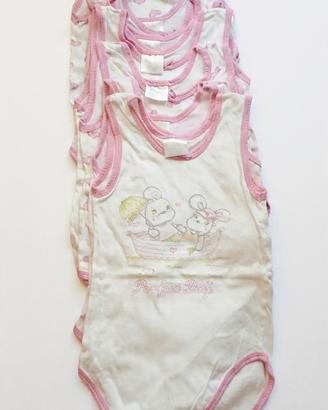 Lotto 7 body bambina s/manica 30 mesi rif. F-SC3 