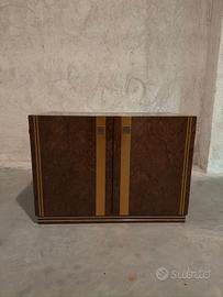 Credenza Vintage anni '70 in Radica e Ottone 