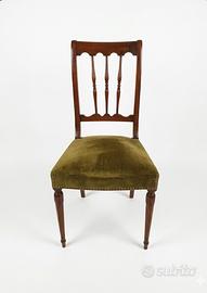 Set di 5 sedie in legno con seduta in velluto