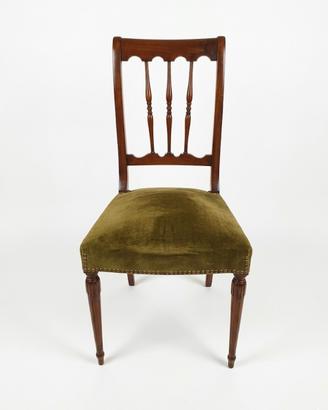 Set di 5 sedie in legno con seduta in velluto