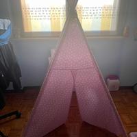 Tenda rosa per bambina con tappeto imbottito