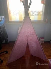 Tenda rosa per bambina con tappeto imbottito