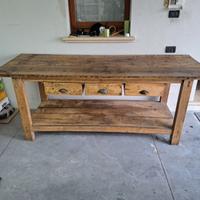 TAVOLO  FALLEGNAME RITRUTTURATO E CERATO +CASSETTI