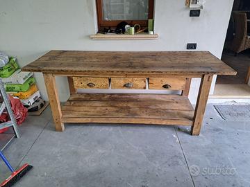 TAVOLO  FALLEGNAME RITRUTTURATO E CERATO +CASSETTI