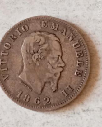 Moneta 1 Lira  Argento 1862 Napoli