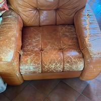 Divano + Poltrona in pelle Busnelli