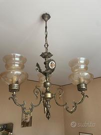 Lampadario in ottone vintage