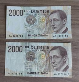 lotto 2 banconote 2000 Lire G. Marconi serie AA