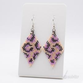 Orecchini vintage boho chic leopardati anni 90