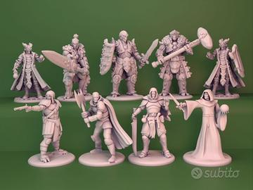 Set di miniature fantasy stampate in 3D