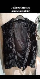 Gilet pelliccia sintetica nera pari al nuovo