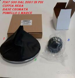 Pomello+cuffia+ghiera cromo cambio fiat 500