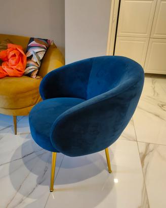 Poltrona / Poltroncina in velluto blu