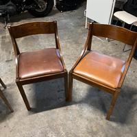 Poltroncine legno e pelle vintage