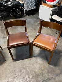 Poltroncine legno e pelle vintage