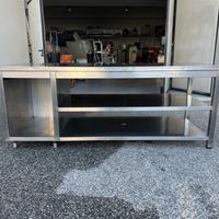 Banco acciaio inox 220×80 con ripiani