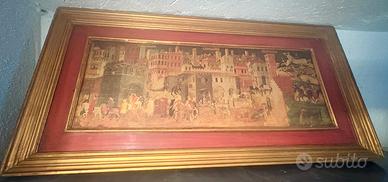 Quadro decorativo stile medievale cornice dorata