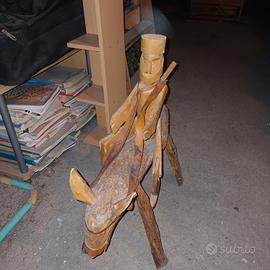 Scultura artigianale Alpino su asino