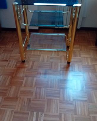 CARRELLO  VETRO E OTTONE