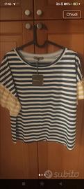 Tee Shirt Bighet a righe bianca e bleu