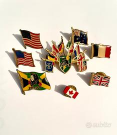 Set di 7 spille vintage di bandiere