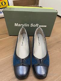 Scarpe donna vera pelle blu taglia 36