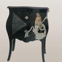 Coppia Comodini in legno massello decorati a mano