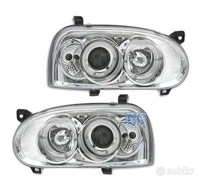 FARI VOLKSWAGEN VW GOLF 3 ANGEL EYES CROMATI FONDO