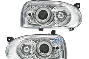 FARI VOLKSWAGEN VW GOLF 3 ANGEL EYES CROMATI FONDO