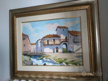 quadro dipinto Borgo case 60x50 NUZZO WILLIAM 