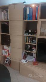 Parete attrezzata da soggiorno con faretti