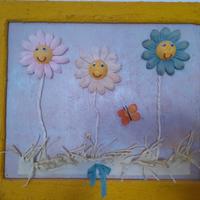 Quadro artiginale in carta pesta con cornice legno