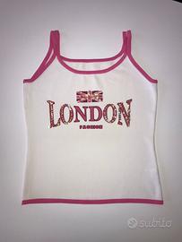 Canotta bianca e rosa con paillettes