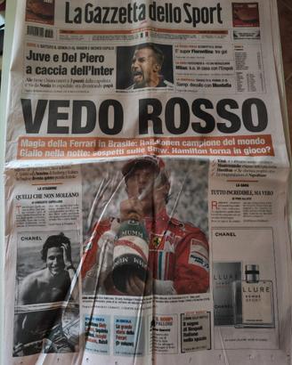 GAZZETTA DELLO SPORT RAIKKONEN FERRARI CAMPIONI