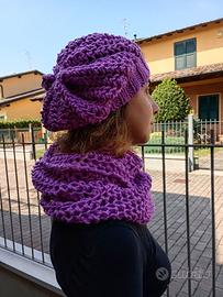 Sciarpa e cappello in lana merino fatta a mano