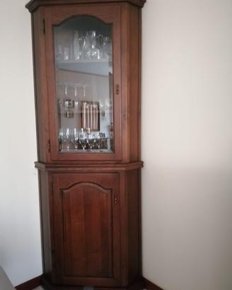 2 vetrine angolari in legno massello