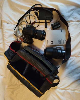 fotocamera sony A200 con accessori