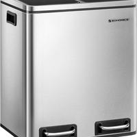 SONGMICS Cestino da Cucina, Doppio Secchio 2 x 15L