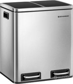 SONGMICS Cestino da Cucina, Doppio Secchio 2 x 15L