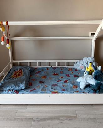 Letto a casetta Montessori per bambini + materasso