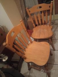 2 sedie giganti grandi legno massello noce cucina 