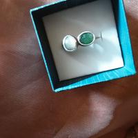 Anello Smeraldo e Pietra di Luna Arg.925