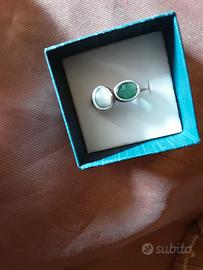 Anello Smeraldo e Pietra di Luna Arg.925